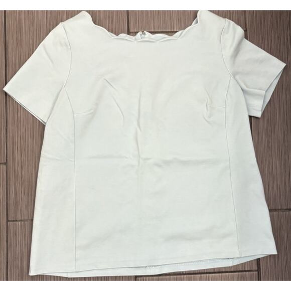 Talbots Light Blue Scallop Coller Short Sleeve Blouse Size 1X Stretch - Picture 1 of 4